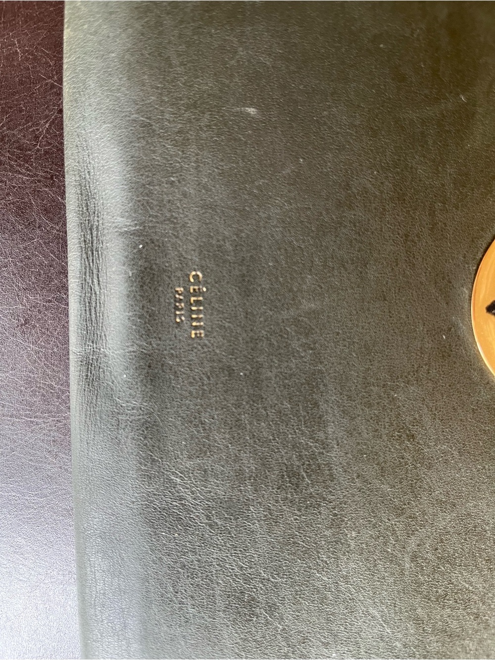Celine Green Leather Clutch with Gold Button - Picture 11 of 13